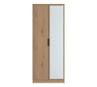 Alaska Ready Assembled Tall 2 Door Mirrored Robe in Slat Effect & Nebraska Oak - Welcome Furniture | TJ Hughes