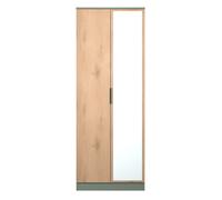 Alaska Ready Assembled Tall 2 Door Mirrored Robe in Slat Effect & Reed Green - Welcome Furniture | TJ Hughes