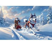 Alaska Sled Dog Puzzles for Adults, Impossible Hard Difficult Challenging Jigsaw_300pcs