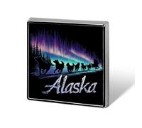 Alaska Sled Dogs Mushing Aurora Borealis Brooch Pins for Men Women Square Badge Collar Lapel Pins for Dress Jacket Accessories