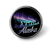 Alaska Sled Dogs Mushing Aurora Borealis Brooch Pins for Women Men Cute Badge Lapel Pins for Backpack Dress Accessories