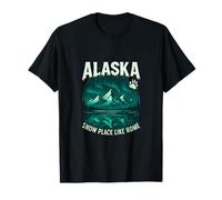 Alaska Snow Place Like Home Aurora Mountains T-Shirt