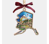 Alaska State Christmas Wooden Ornament - 2-Layer Laser-Cut Wooden Keepsake - Rustic Holiday Decor & Ideal Travel Gift for Women Men Family & Friends - Alaska Locals Gift