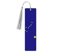 Alaska State Flag 5 Pc Artistic Bookmark Set for Women, Tassel Wooden Bookmarks Study Supplies