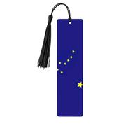 Alaska State Flag 5 Pc Artistic Bookmark Set for Women, Tassel Wooden Bookmarks Study Supplies
