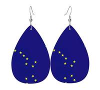 Alaska State Flag Earrings For Women Leather Dangle Lightweight Teardrop Earrings Jewelry For Women