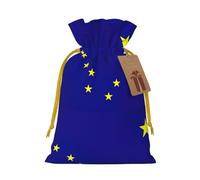 Alaska State Flag Linen Drawstring Gift Bag Xmas Party Candy Bag Reusable Storage Pouches