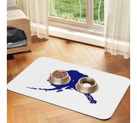 Alaska State Flag Map Absorbent Leather Pet Tablecloth Non-Slip Dining Pad For Puppy Kitten Food Water Bowls