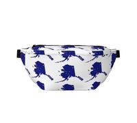 Alaska State Flag Map Print Running Fanny Pack, Casual Lightweight Crossbody Waist Belt Hip Bag with Adjustable Strap