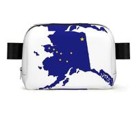 Alaska State Flag Map Print Square Bumbag Fanny Pack for Men Women Adjustable Belt Bag Waterproof Cross Body Bag Chest Bag