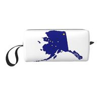 Alaska state Flag Map print Travel Toiletry Pouch, Pencil Bag Canvas Makeup Bags, Multi-Purpose Cosmetic Bags with Zipper, White, One Size