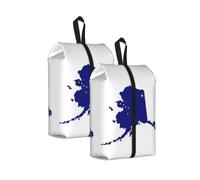 Alaska State Flag Map Print Waterproof Shoe Bag Travel Bag with Carry Strap Storage Bag Versatile Cosmetic Bag-2pcs