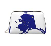 Alaska State Flag Map Printed Handheld Makeup Case, Spacious Toiletry Organizer Designed for Brushes and Toiletries