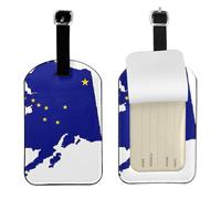 Alaska State Flag Map Printed Leather Luggage Tag, Durable Baggage Identifier, Soft PU ID Label, for Business Travel