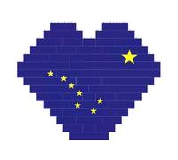 Alaska State Flag Print Art Brick Puzzle Heart Shaped DIY Building Blocks Set 3D Jigsaw Home Decor 53 Pieces