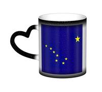 Alaska State Flag Print Ceramic Mug, Black to White Thermochromic Coffee Cup for Home Office Cafe