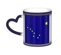 Alaska State Flag Print Ceramic Mug, Black to White Thermochromic Coffee Cup for Home Office Cafe