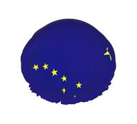 Alaska State Flag Print Large Size Waterproof Shower Cap For Women And Men Reusable Lightweight Soft Hat