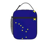 Alaska State Flag Print Lunch Bag for Office Work Picnic Insulated Lunch Box Reusable Lunchbox Bag for Adults