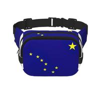 Alaska state flag Print Square Double Layer bag Waist Bag Trendy Pack Travel Bag with Adjustable Bel, Black, One Size