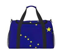 Alaska state flag print Travel Duffle Bag Gym Bag for Women,Puffer Tote Bag,Weekender Overnight Bag Organizer, Black, One Size