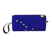 Alaska state flag print Travel Toiletry Pouch, Pencil Bag Canvas Makeup Bags, Multi-Purpose Cosmetic Bags with Zipper, White, One Size