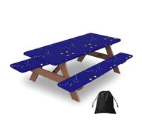 Alaska State Flag Print Waterproof Picnic Table Cover With Bench Cover Set Of 3 Elastic Edge Durable Outdoor Tablecloth