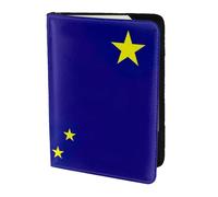 Alaska State Flag Printing Cowhide Passport Holder,Passport Cover,Travel Card Cover Case For Men Women,Documents Protector, Black, One Size