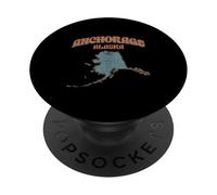 Alaska State Map Anchorage Travel Souvenir Vintage Retro PopSockets Adhesive PopGrip