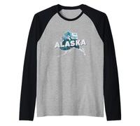 Alaska State Map Road Trip Anchorage Juneau Fairbanks Sitka Raglan Baseball Tee
