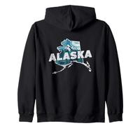 Alaska State Map Road Trip Anchorage Juneau Fairbanks Sitka Zip Hoodie