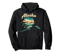 Alaska State Sunset Mountain Landscape Bear Scene Pullover Hoodie