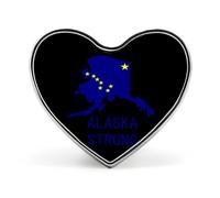 Alaska Strong Badge Pin Brooch Heart Shape Button Aluminum Decor for Backpacks Hats