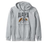 Alaska The Last Frontier Bald Eagle Vintage Souvenir Zip Hoodie