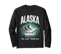 Alaska The Last Frontier Retro Mountain Lake Graphic Long Sleeve T-Shirt