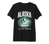 Alaska The Last Frontier Retro Mountain Lake Graphic Premium T-Shirt