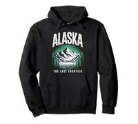 Alaska The Last Frontier Retro Mountain Lake Graphic Pullover Hoodie