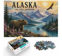 Alaska︰ The Last Frontier Travel Poster Jigsaw Puzzle, 1000 Piece | For screen-free Christmas time: Adult jigsaw puzzle with 1000 pieces combines a gift idea with a classic puzzle hobby.