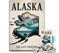 Alaska︰ The Last Frontier Travel Poster Jigsaw Puzzle, 1000 Pieces | Puzzle for Adults - activity for family time during indoor leisure.