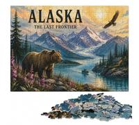 Alaska︰ The Last Frontier Travel Poster Jigsaw Puzzle, 1000 Pieces | Shared puzzle challenge: indoor weekend activity on weekends.