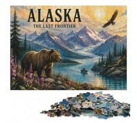Alaska︰ The Last Frontier Travel Poster Jigsaw Puzzle, 300 Pieces | Puzzle for Adults: visible image details for section-by-section building on quiet evenings.