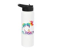 Alaska The Last Frontier Vintage Tie Dye Souvenir Moose Stainless Steel Insulated Water Bottle