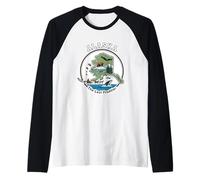 Alaska The Last Frontier Wildlife Adventure Art Raglan Baseball Tee
