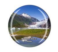 Alaska USA 3D Mendenhall Glacier Juneau Fridge Magnet Souvenir Crystal Glass Magnet Travel Souvenir Collection Gift Home Kitchen Decoration