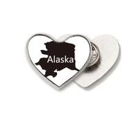 Alaska USA Map Stars Stripes Flag Heart Metal Pin Brooch Clip Love