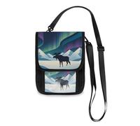 Alaska Vintage Flat Aurora Travel Wallet Passport Holder Hidden Neck pouching Slim Lightweight Crossbody Bag with Adjustable Strap
