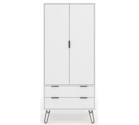 Alaska White 2 Door 2 Drawer Wardrobe with Hairpin Legs