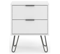 Alaska White 2 Drawer Bedside Cabinet with Hairpin Legs