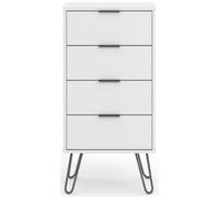 Alaska White 4 Drawer Narrow Chest with Hairpin Legs