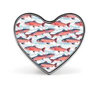 Alaska Wild Salmon Fish Funny Lapel Pins Heart Button Brooch Badge Pin Hat Clothes Bag Jewelry for Men Women
